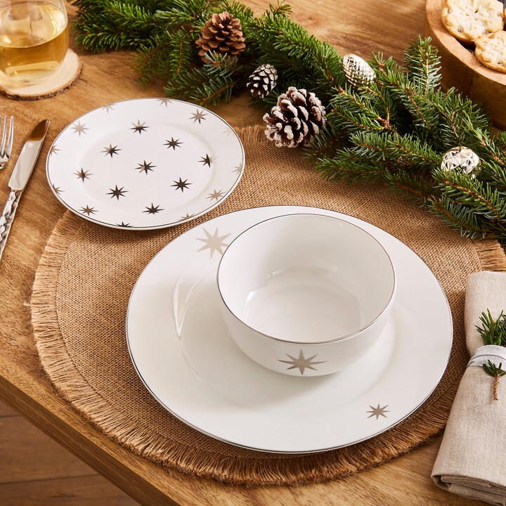 Dunelm 12 Piece Silver Star Dinner Set White ShopStyle