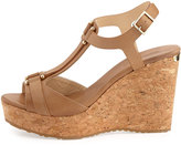 Thumbnail for your product : Jimmy Choo Pilar T-strap Leather Cork Wedge, Nude