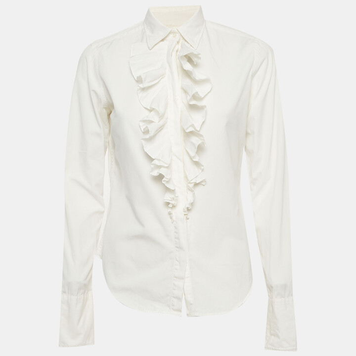Ralph Lauren Sport White Cotton Ruffle Shirt M