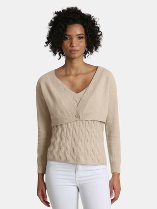 Minnie Rose Cashmere Off the Shoulder Cropped Cardi - Brown