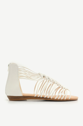 white gladiator sandals flat