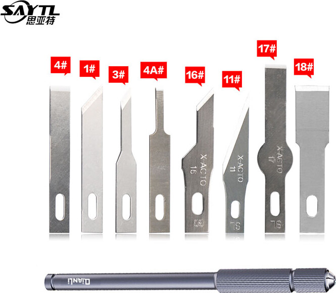 SAYTL QIANLI 012 iHilt Non-Slip Metal Scalpel Knife Tools Kit Cutter Engraving Craft knives BSD Blade Phone PCB DIY Repair Hand Tools