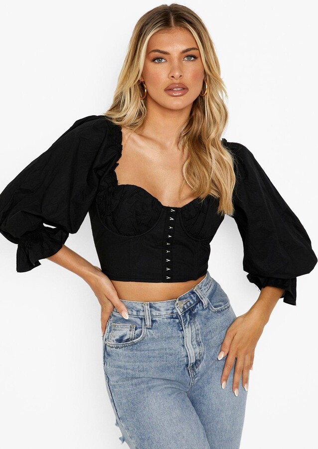 boohoo black bardot top