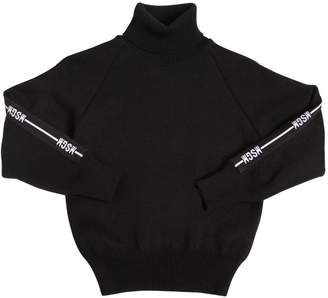 MSGM Logo Bands Knit Turtleneck Sweater