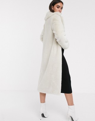 ASOS DESIGN luxe faux fur longline maxi coat in mink