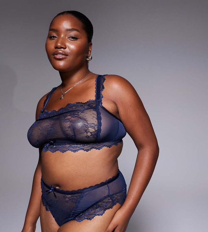 ASOS Curve ASOS DESIGN Curve Ivy all-over lace cropped bralette in navy