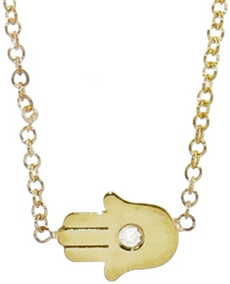 Jennifer Meyer Mini Hamsa Diamond Necklace - Yellow Gold
