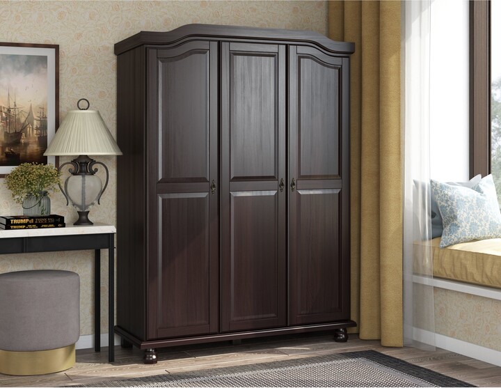 100 Solid Wood Kyle 3Door Wardrobe Armoire with Raised Panel or