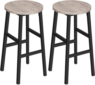 Latitude Run Bar Stools, Two-Piece Round Bar Stools With Footstools, 24.4-Inch Kitchen Breakfast Bar Stools, Industrial Style Bar Stools, Easy To Assemble, Suitabl