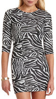Thumbnail for your product : Charlotte Russe Zip-Back Zebra Print Sweater Knit Dress