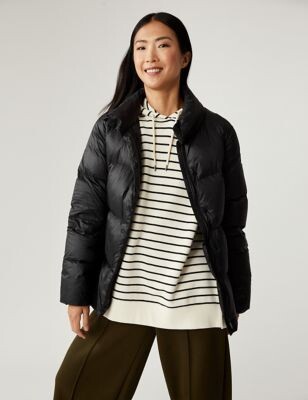 Navy Marks And Spencer Lightweight Down And Feather Jacket M&S