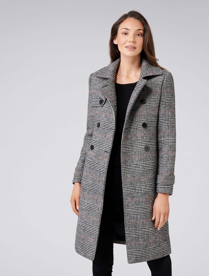 checkered wool coat womens
