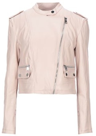 guess pink leather jacket