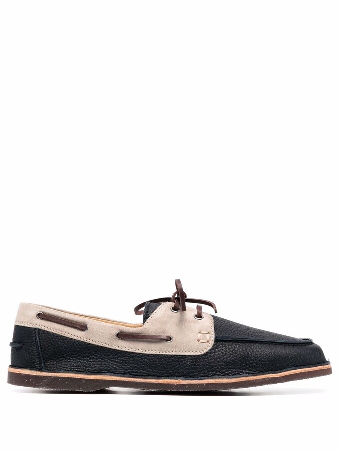 Brunello Cucinelli Leather Two-Tone Boat Shoes - ShopStyle Slip-ons ...