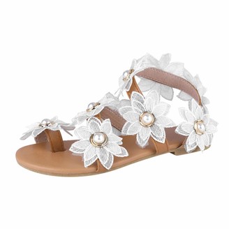 White Flower Sandals | Shop the world's largest collection of fashion |  ShopStyle UK