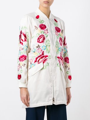 P.A.R.O.S.H. embroidered floral zip-up coat
