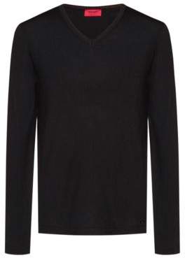 HUGO Slim-fit V-neck sweater in Merino wool