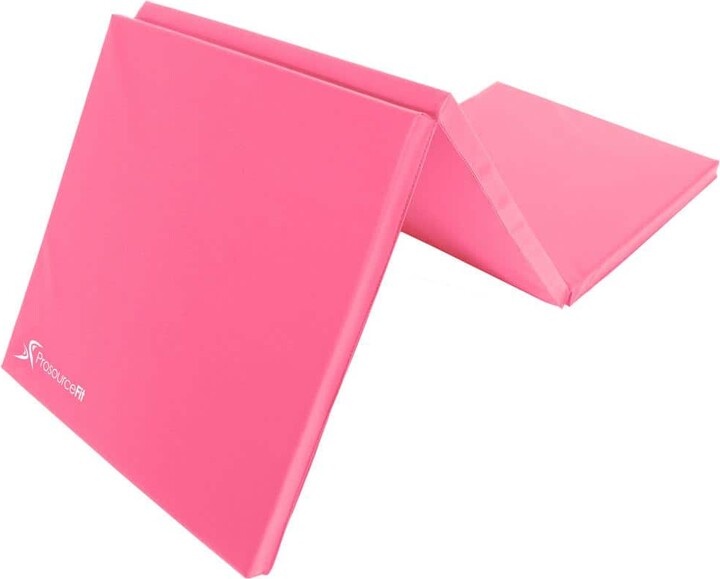 ProsourceFit Tri-Fold Folding Thick Exercise Mat Pink 6 ft. x 2 ft. x 1.5 in. Vinyl and Foam Gymnastics Mat (Covers 12 sq. ft.)