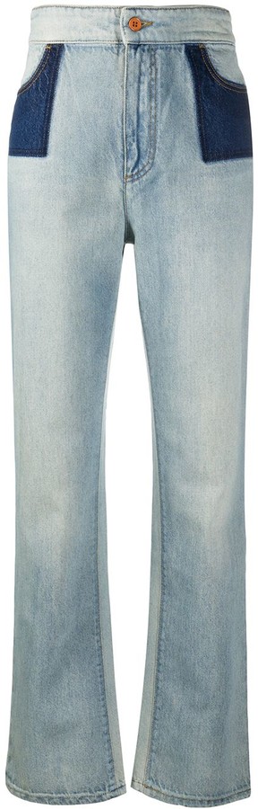 two tone panel jeans