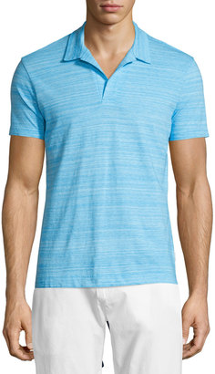 Orelebar Brown Felix Johnny-Collar Fine-Stripe Polo Shirt, Atoll