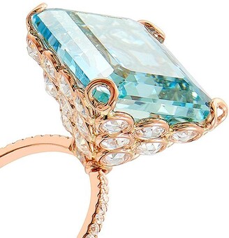 Lito 18kt Rose Gold Emerald Cut Aquamarine Diamond Ring