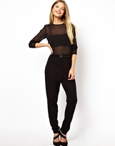 Thumbnail for your product : ASOS Sheer Back Jumpsuit with Crop Top