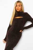 Thumbnail for your product : boohoo Tall Glitter Cut Out High Neck Bodycon Midi Dress
