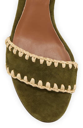 Tabitha Simmons Leticia Whipstitched Suede Ankle-Wrap Sandals, Olive