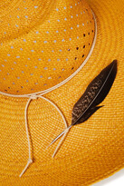 Thumbnail for your product : Zimmermann Feather-embellished Perforated Raffia Sunhat