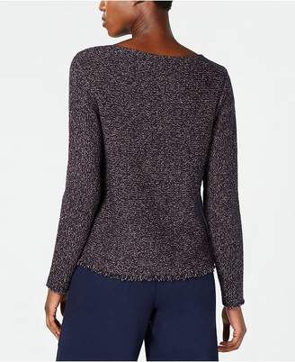 Eileen Fisher Wool Blend Long-Sleeve Fringe-Hem Sweater