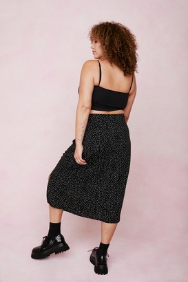 Nasty Gal Womens Plus Size Polka Dot Ruched Midi Skirt - Black - 16
