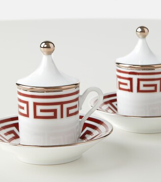 GINORI 1735 Labirinto Tete a Tete set of 2 espresso cups and saucers