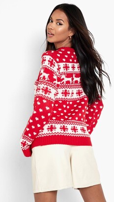 boohoo Reindeers And Snowflake Christmas Sweater