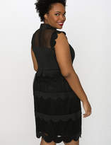 Thumbnail for your product : ELOQUII Mesh Detail Scallop Dress