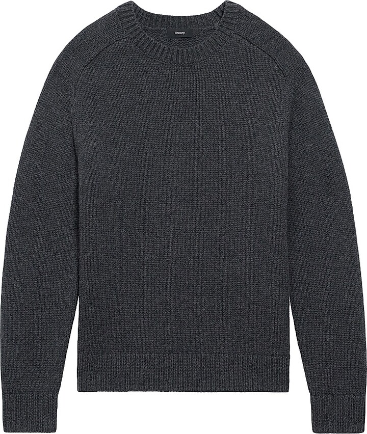 Theory Men's Heavy Wool-Cashmere Crewneck Sweater - Pestel Melange - Size Medium