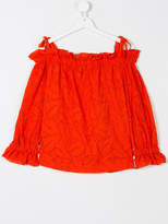 Thumbnail for your product : MSGM Kids TEEN perforated Bardot blouse