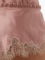 Thumbnail for your product : Carine Gilson Flottant Lace-trimmed Silk-satin Shorts - Dark Pink