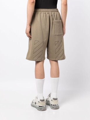 Off-White Stitch Diag cotton track shorts
