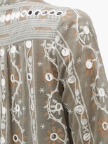 Thumbnail for your product : Juliet Dunn Embroidered And Mirror-applique Cotton Dress - Khaki Print