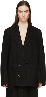 Lemaire Black Denim Double-Breasted Jacket