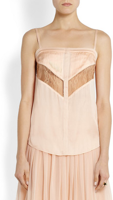 Givenchy Leaver's Lace-paneled Pleated Silk-chiffon Camisole