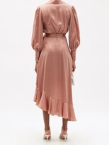 Thumbnail for your product : Zimmermann Bishop-sleeve Silk Wrap Midi Dress - Light Pink