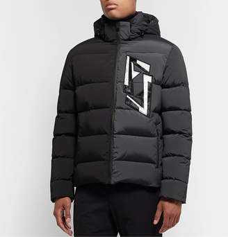 Fendi Slim-Fit Logo-Appliqued Colour-Block Quilted Nylon-Blend Hooded Down Jacket