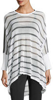 Thumbnail for your product : Blanc Noir Stripe Drape Mesh Knit Sweater, White/Gray