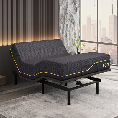 EGOHOME 12” Massaging Zero Gravity Adjustable Bed With 14” Gel Memory Foam Mattress