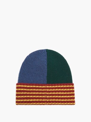 Loewe Anagram-patch Striped Wool Beanie Hat - Multi