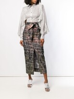 Thumbnail for your product : Talbot Runhof Belted Patchwork Skirt