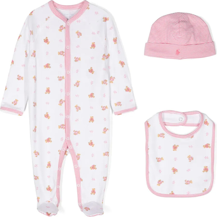 Teddy Bear-Print Cotton Babywear Set
