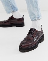 Thumbnail for your product : ASOS DESIGN brogue shoes in burgundy faux leather with chunky sole