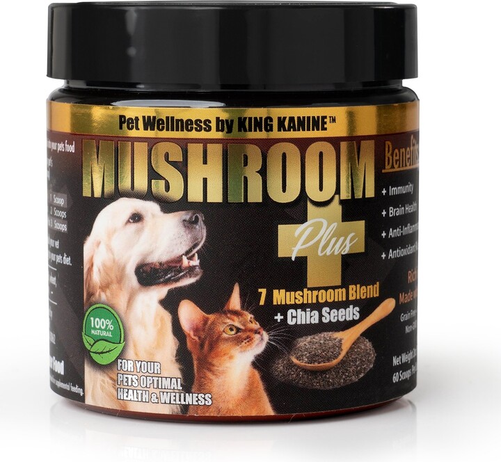 King Kanine Mushroom Plus+ Powder Supplement for Dogs & Cats, 2-oz jar